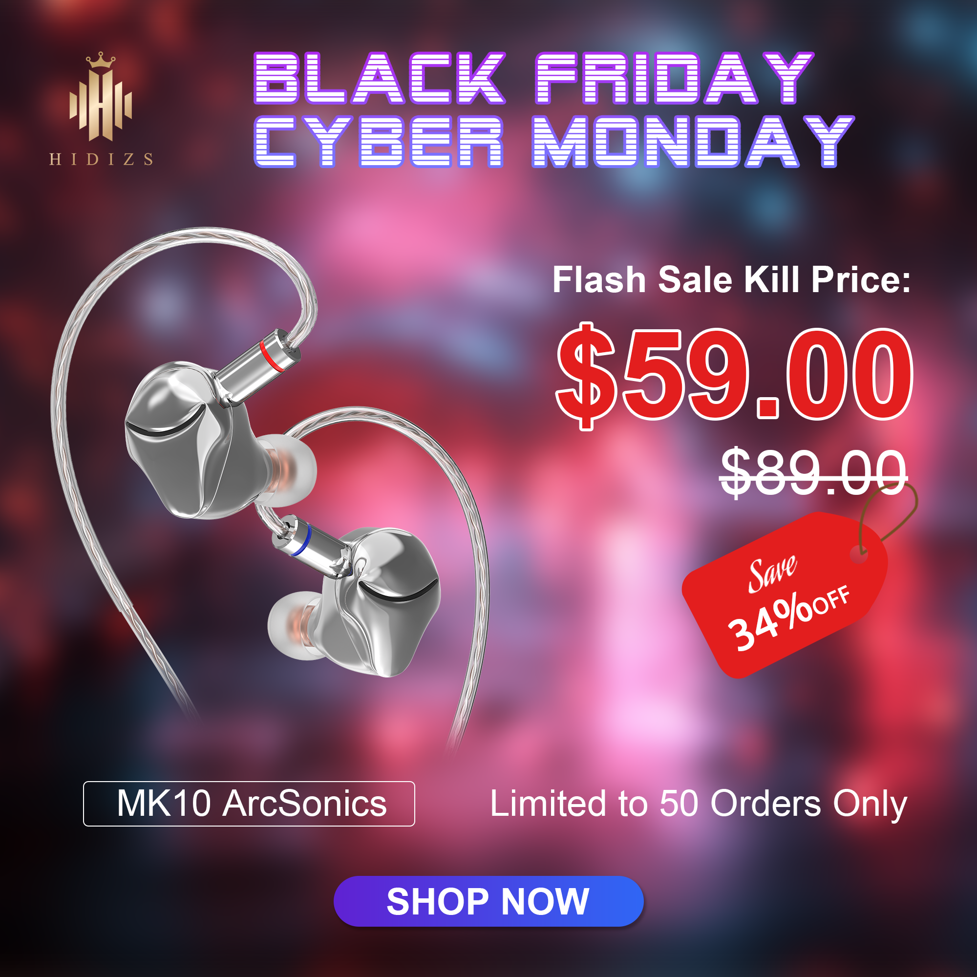 HIDIZS MK10 ArcSonics 10mm SCC Dynamic Driver HiFi IEMs