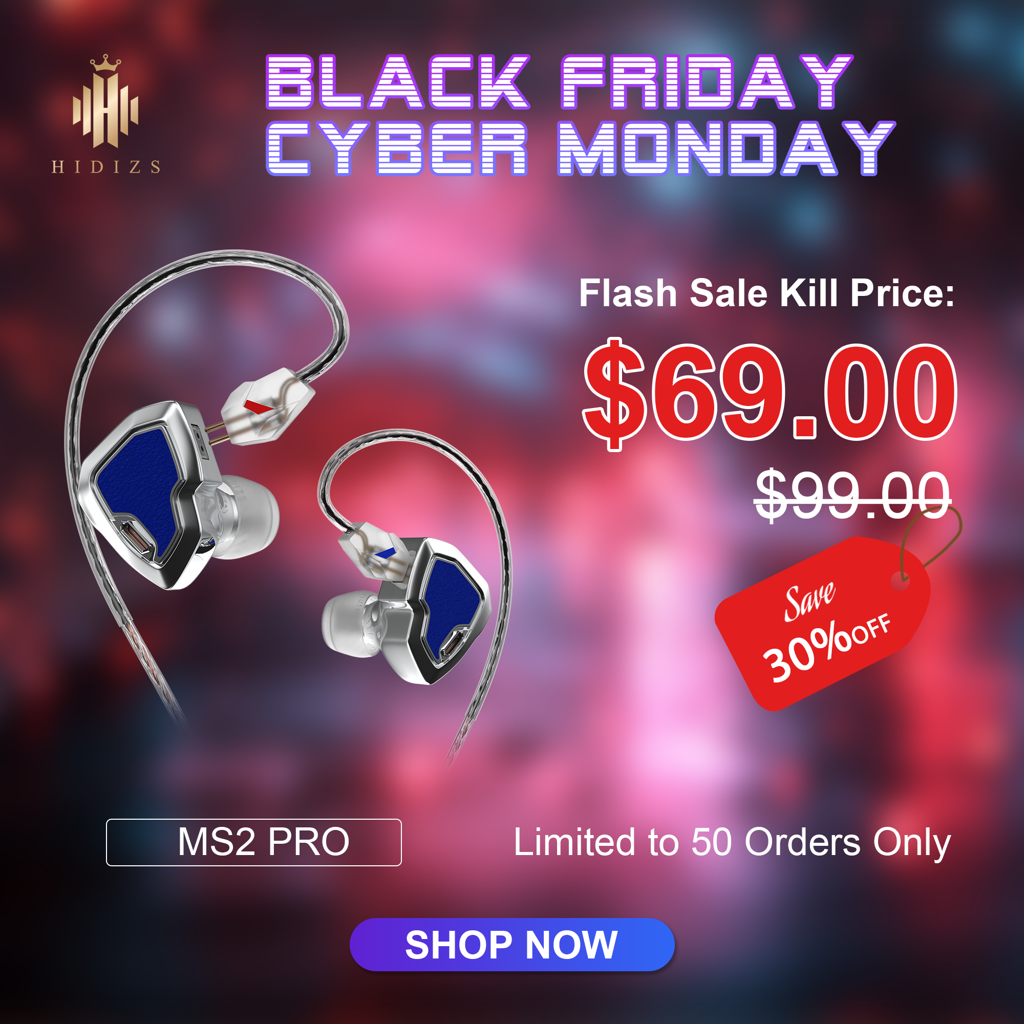 HIDIZS MS2 PRO 1BA + 1DD Hybrid HiFi In-ear Monitors