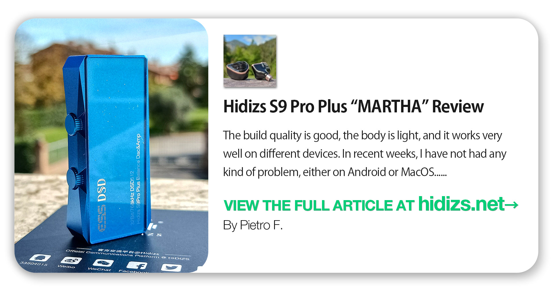 Hidizs S9 Pro Plus Martha Review - Pietro F.