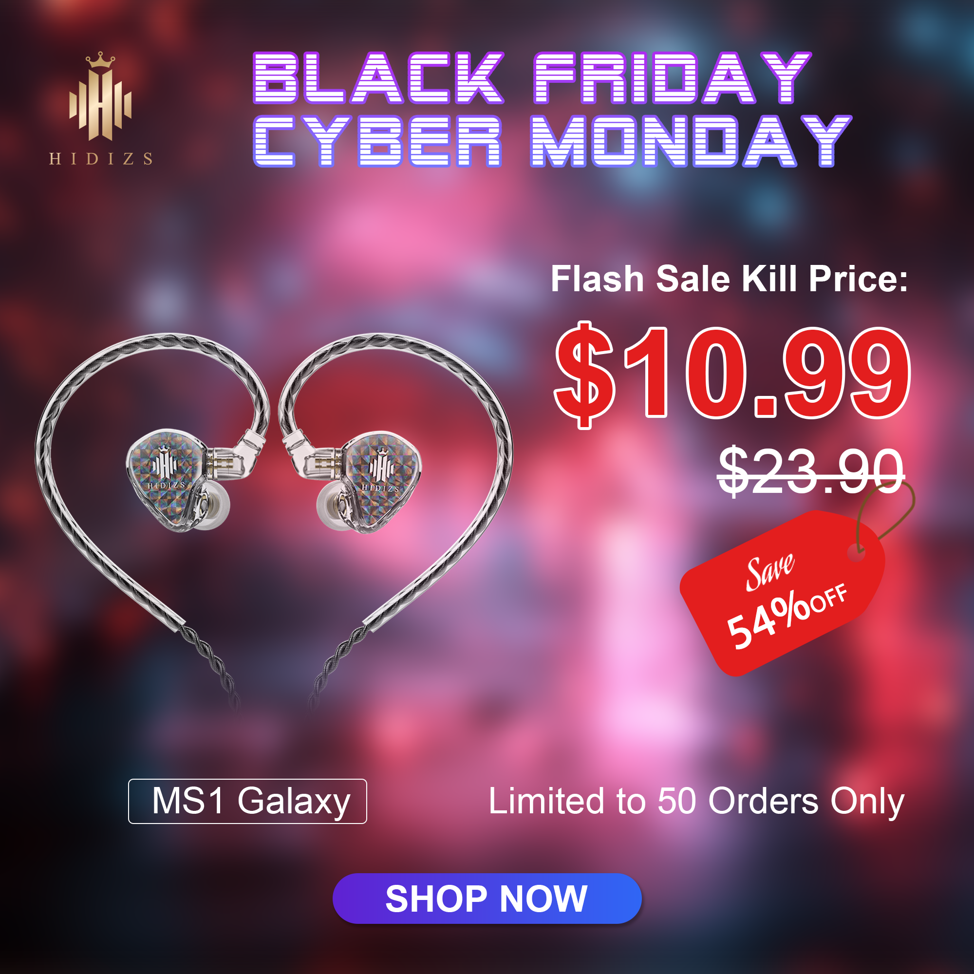 HIDIZS MS1-Galaxy High-Performance Dual Magnetic Circuit Dynamic Driver In-ear Monitors